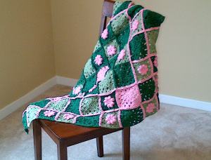 pink green throw 1